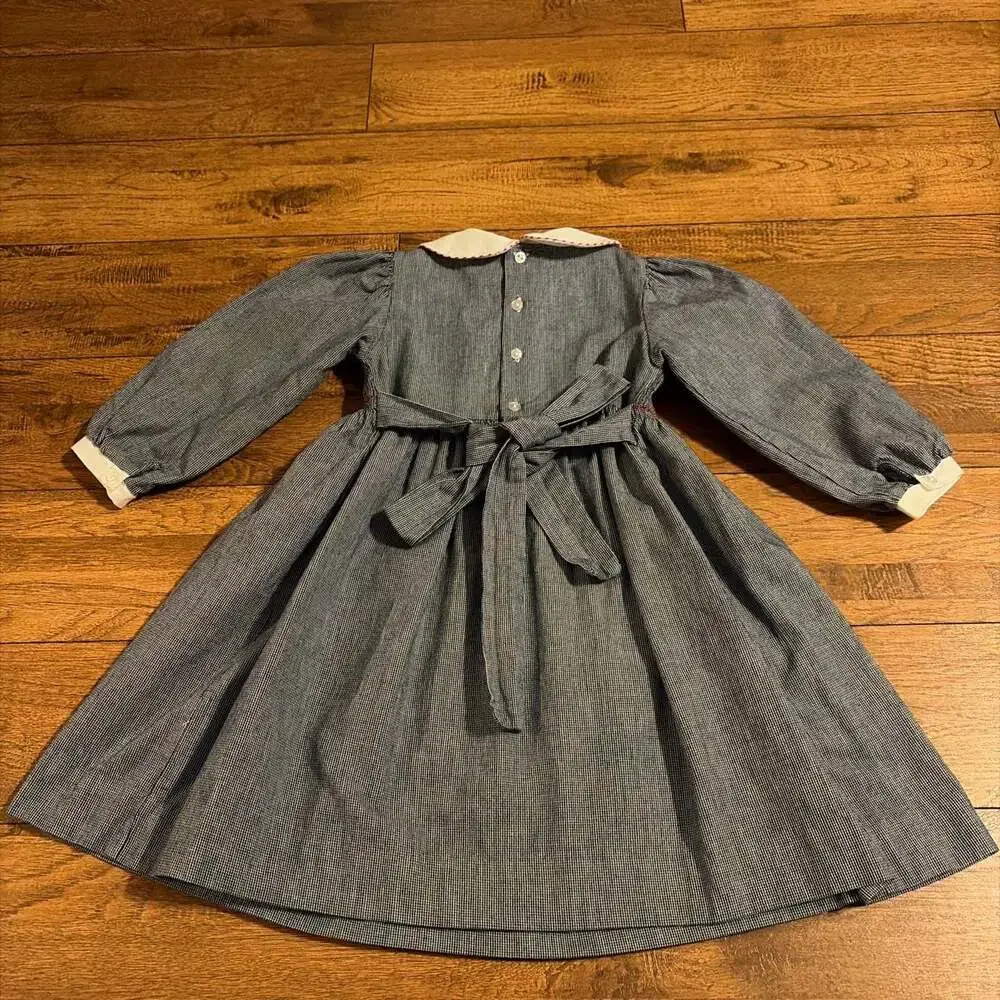 Carriage Boutiques by Friedknit Creations Blue Gingham Smocked Dress 4Y